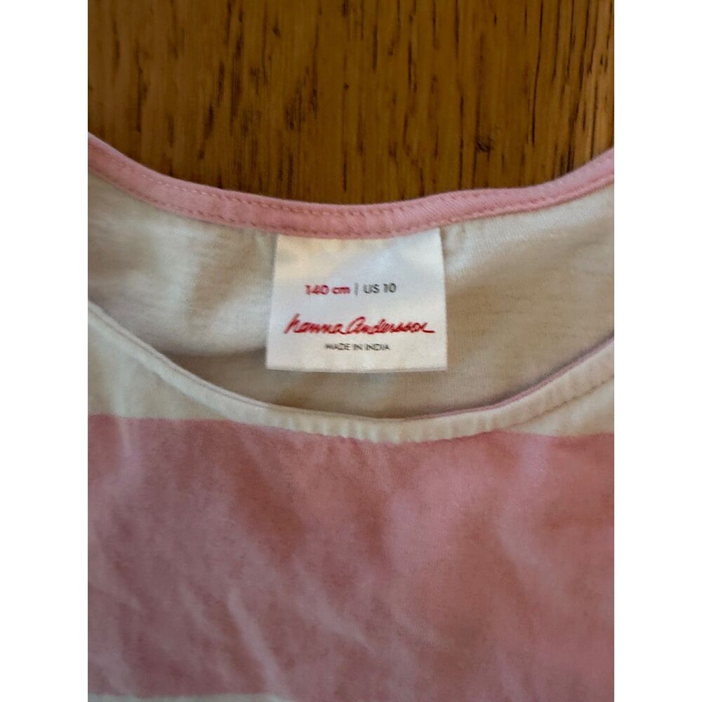 LOT 2 Hanna Andersson Girls Tops 140/150 10/12 Shirts Stripes Pink Multicolor